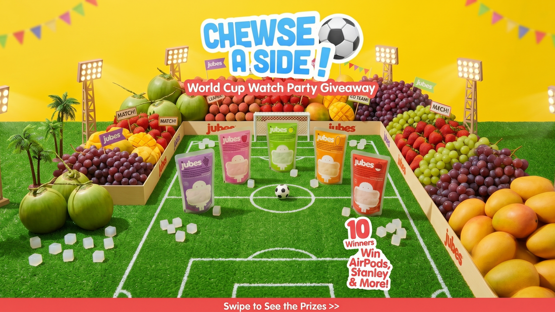 A miniature football pitch built with fresh fruits serves as a stadium for Jubes fruit snacks.