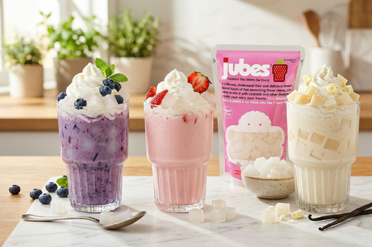 3 glass of milkshake with Jubes Strawberry