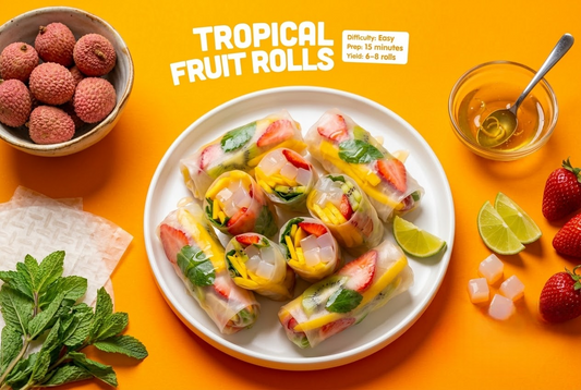 Easy Fresh Fruit Spring Rolls Recipe with Nata de Coco