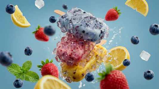 Colorful homemade coconut ice pops made with Jans Coconut Water and mixed Jubes Nata De Coco jelly cubes in popsicle molds, featuring chewy tropical fruit flavors frozen inside refreshing clear popsicles for a fun summer dessert.